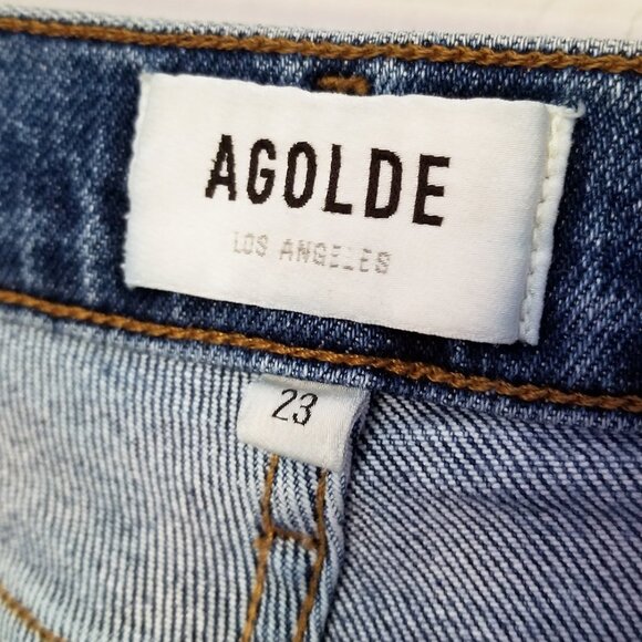 AGOLDE Nico High Rise Slim-Fit Distressed Jeans Shoreline Revolve Button Fly 23 - Picture 8 of 15